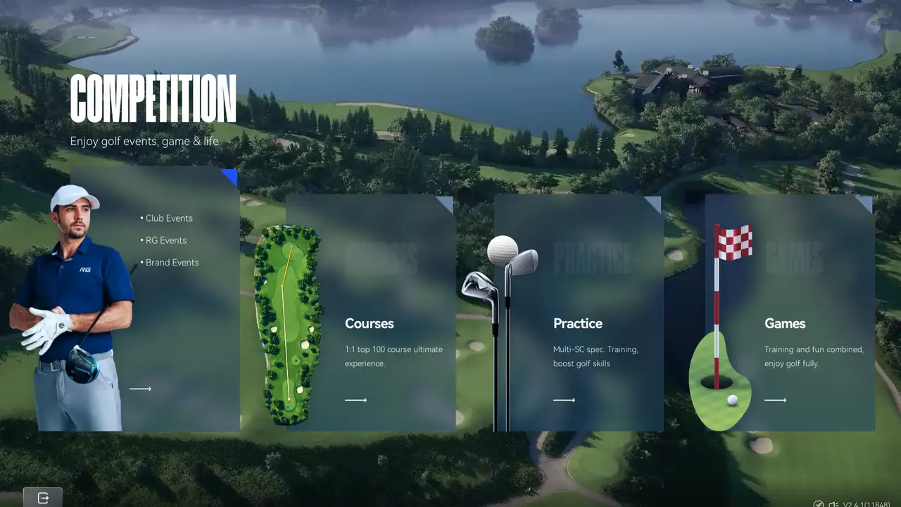 Golf simulator competition mode interface at Diamond Golf Zon for tournament play