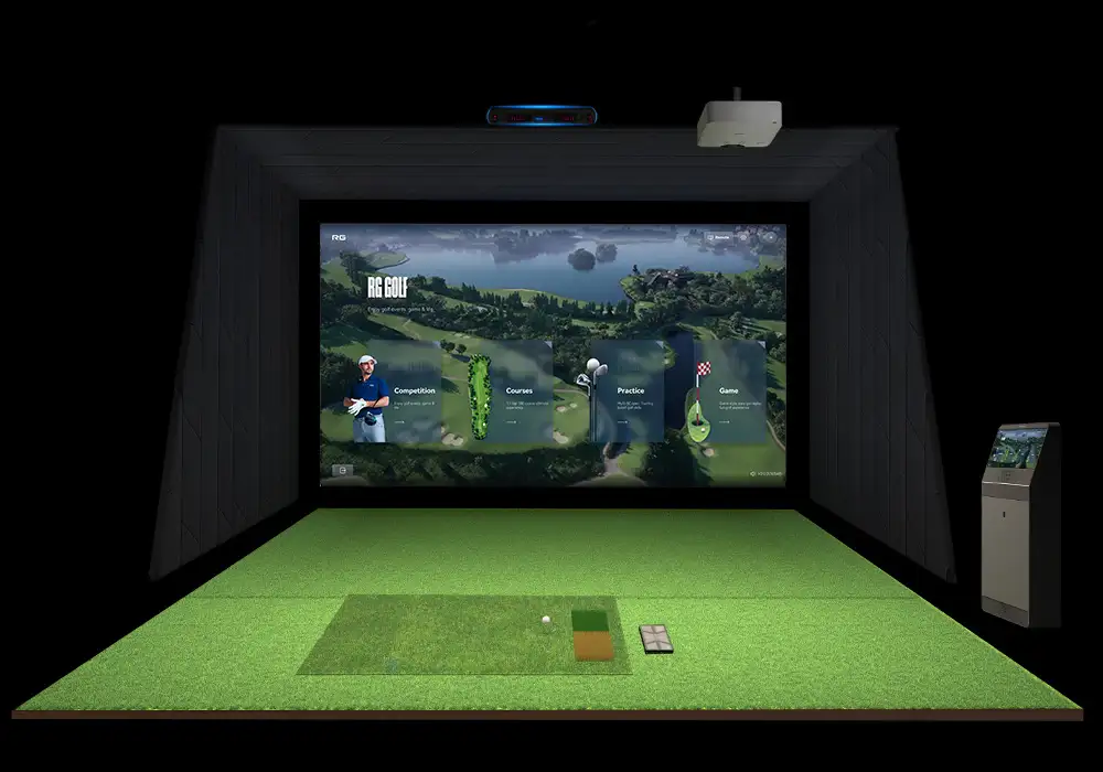 4K ultra-realistic 3D golf course simulation screen at Diamond Golf Zon indoor facility